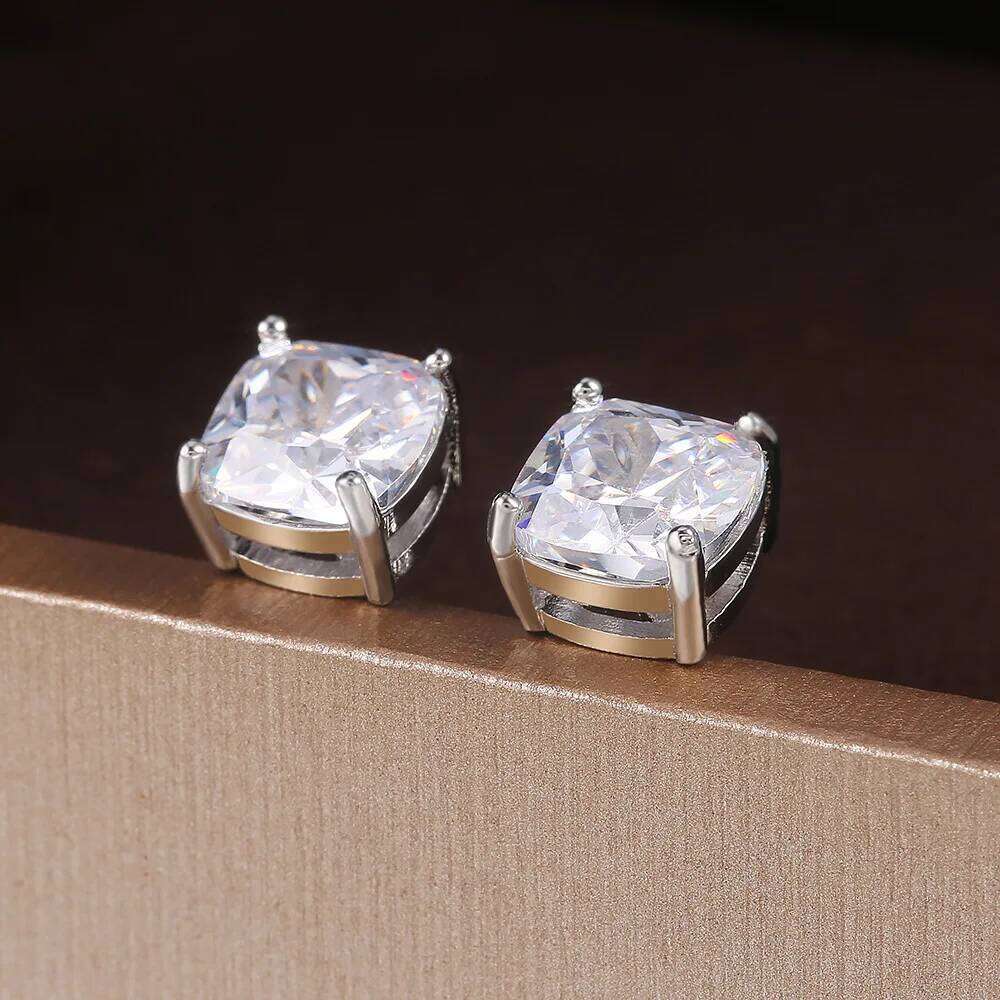 ZAKOL Luxury Square Cubic Zirconia Stud Earrings for Women Girls Shiny Zircon Wedding Accessories Versatile Lady Jewelry