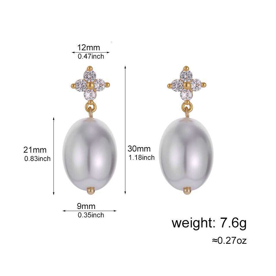 ZAKOL New Exquisite Zircon Oval Pearls Drop Dangle for Women Elegant Bridal Earrings Wedding Jewelry