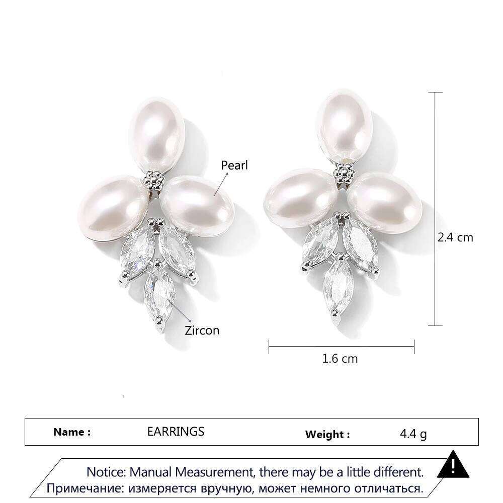 ZAKOL Marquise Oval Imitation Pearl Leaf Stud Earrings for Women Shiny Gorgeous Bridal Wedding Jewelry