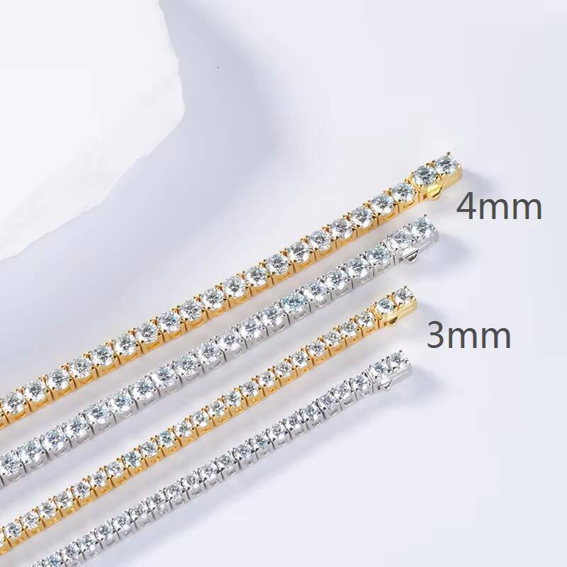 Tennis Bracelet 925 Silver Mossinate Diamond Women Men 2024 New Style Tennis Chain with Light Blue Stones
