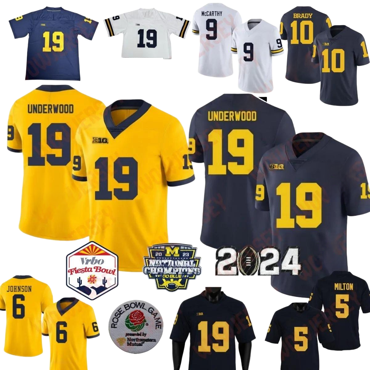 Bryce Underwood 19 J.J. McCarthy 9 Football Jersey Cornelius Johnson Colston Loveland Tom Brady Charles Woodson Jim Harbaugh Des Howard Hassan Haskins Keon Sabb
