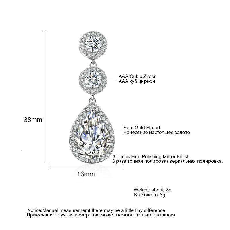 ZAKOL Luxury Zircon Long Dangle Earrings Round Water Drop AAA CZ Bridal Wedding Jewelry for Women