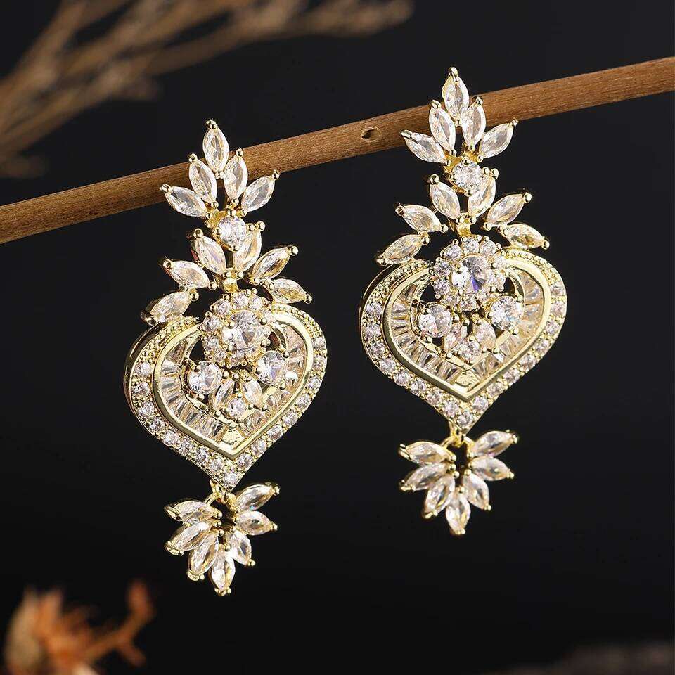 Luxury Big Clear Zircon Long Dangle Earrings Exquisite Shiny CZ Bridal Earring for Women Wedding Jewelry