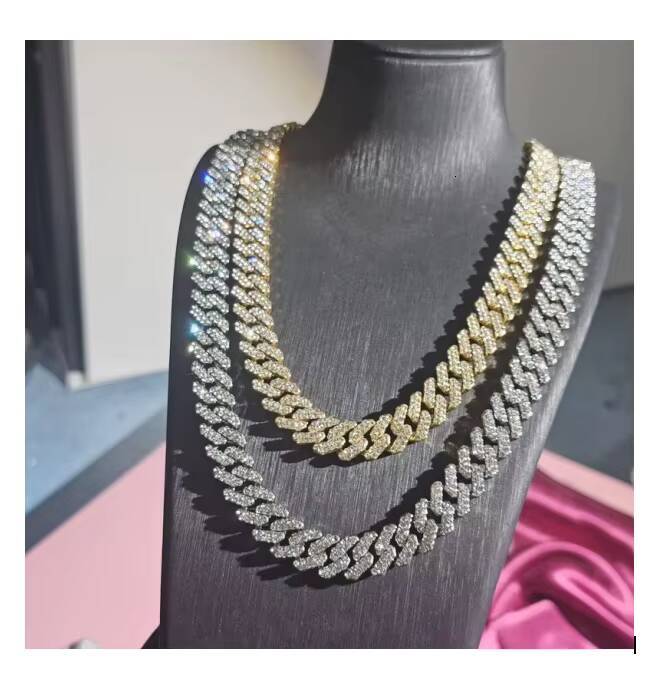 10mm Fashion silver Cuban Link Chains Necklace Custom Length Necklace Hip Hop Personalized D color vvs moissanite Jewelry for Women Men