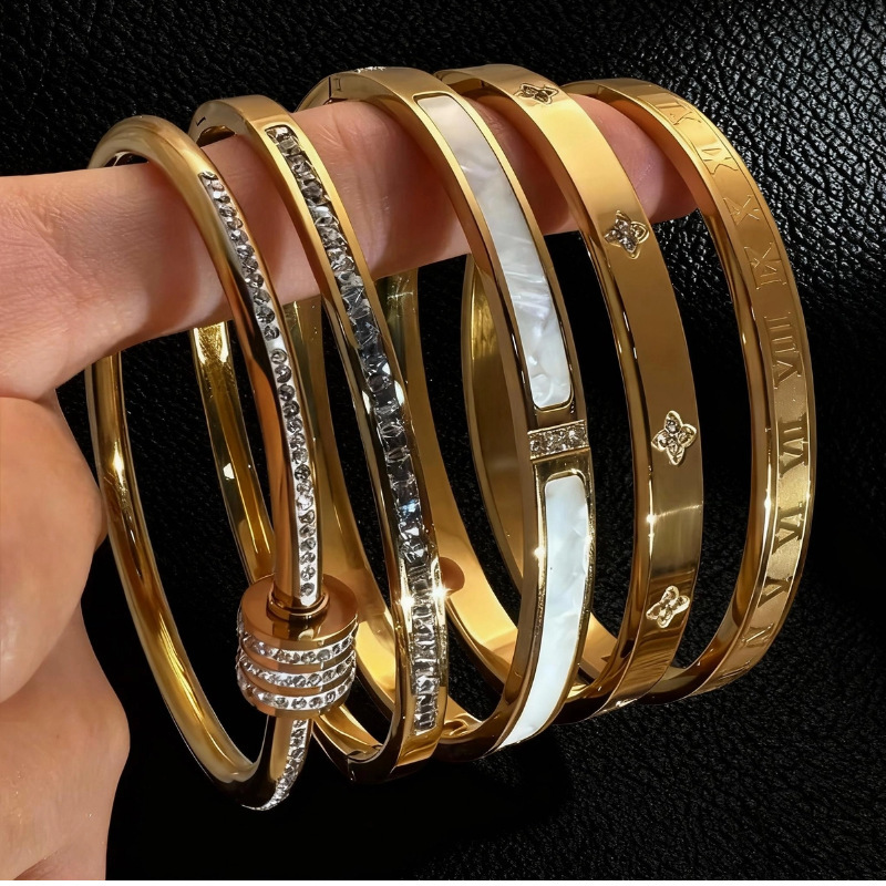 Luxury Brand Designer Jewelry Stainless Steel Bracelet Zircon Titanium Steel Bracelet Women Fashion High-End Feel Bracelet Niche Temperament Versatile