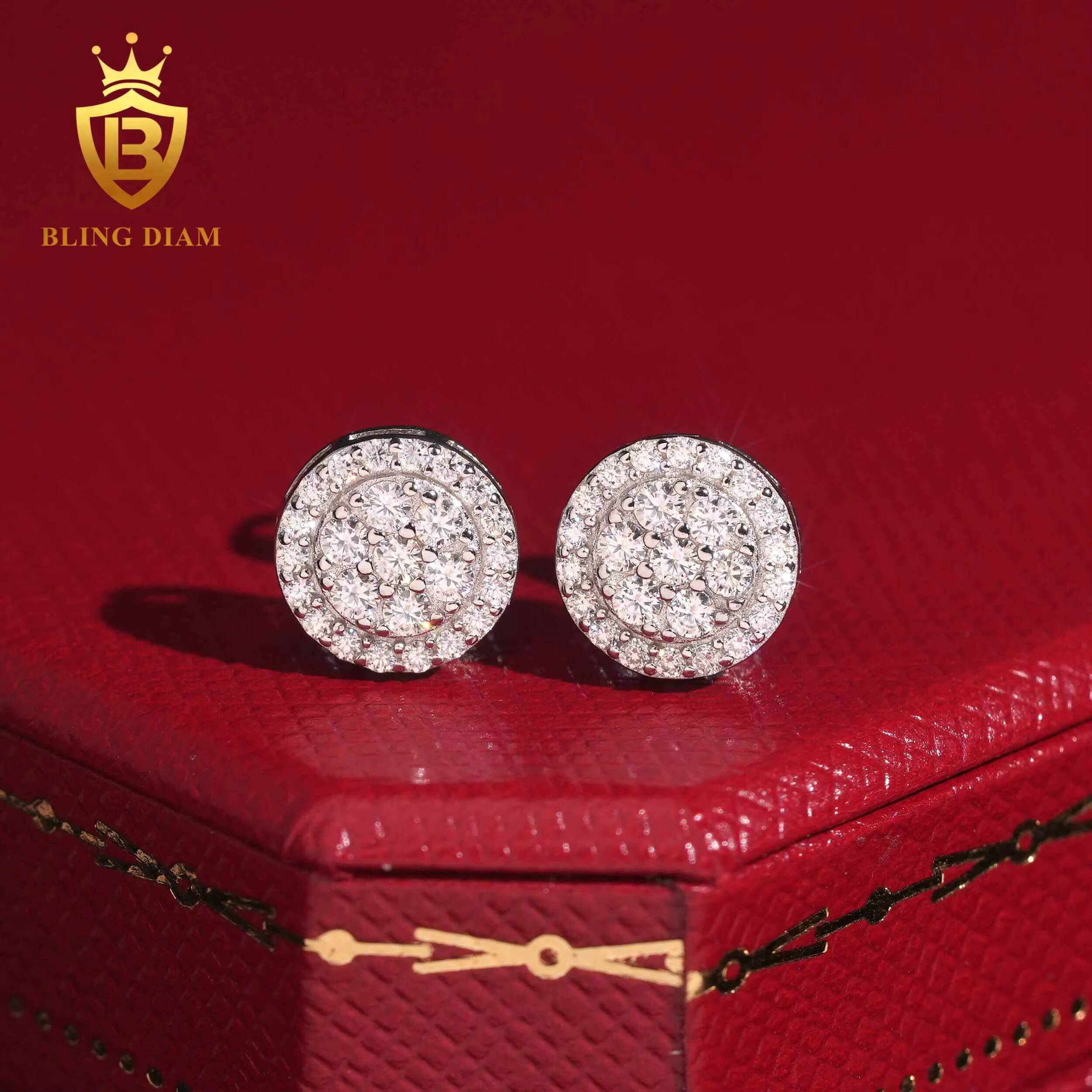 Wholesale Price 925 Sterling Silver Vvs Moissanite Earrings Stud Gra Certified for Trendy Fine Jewelry Men Women