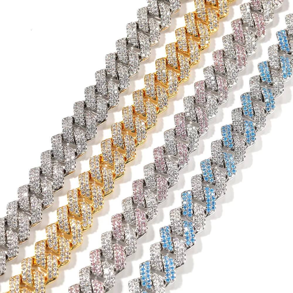 Best Selling 13mm Cuban Link Chain White Gold Chokers Necklace Bracelet Jewelry Hiphop Iced Prong Micro Trendy Geometric D color vvs moissanite