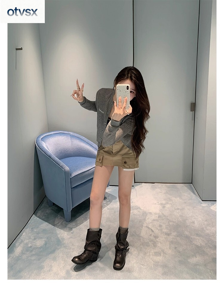 Otvsx autumn and winter new style retro style thick soled Martin boots height increasing luxury wide boots French niche design genuine leather texture