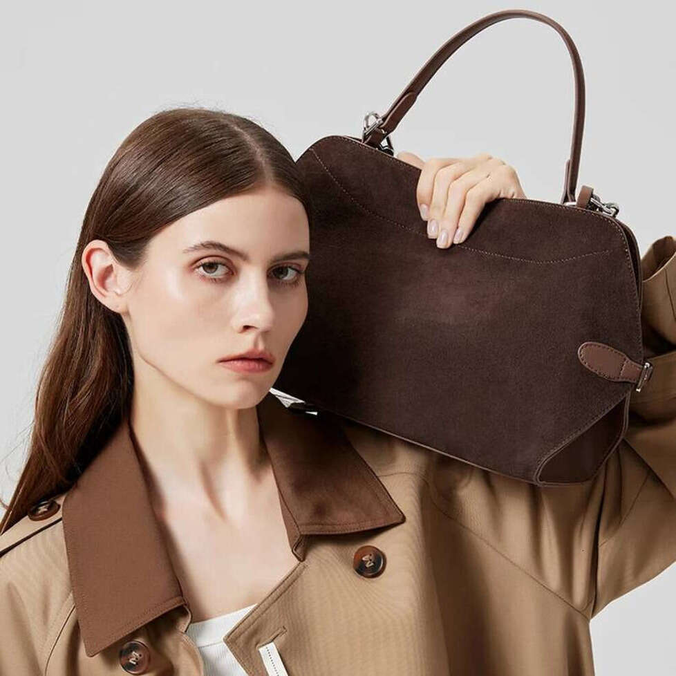 Oloey New Winter Women's Natural Suede Leather Shoulder Bags Female Soft Cowhide Durable Crossbody Bag Ladies Fashion Commute Handbags Noble temp