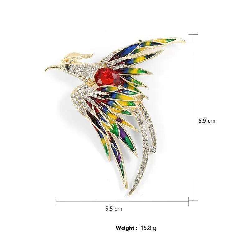 Multicolor Crystal Phoenix Brooch Pin For Women Men Enamel Flying Beauty Bird Party Office Accessories Gifts