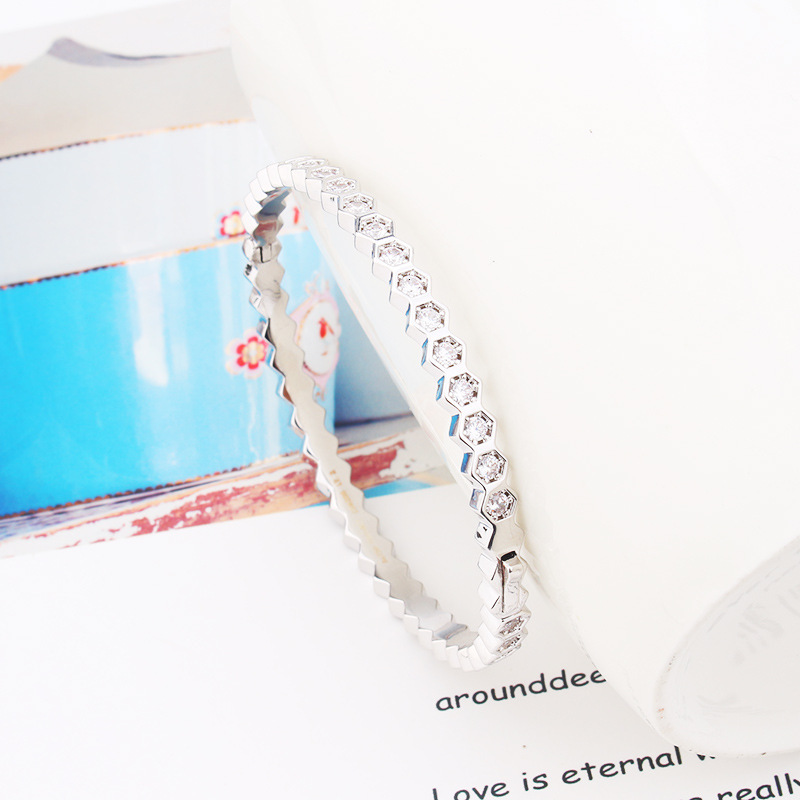 Simple Fashion Hexagonal Full Diamond Bracelet Fresh Style Popular Women's Bracelet Japanese And Korean Style Mori Jewelry Wholesale