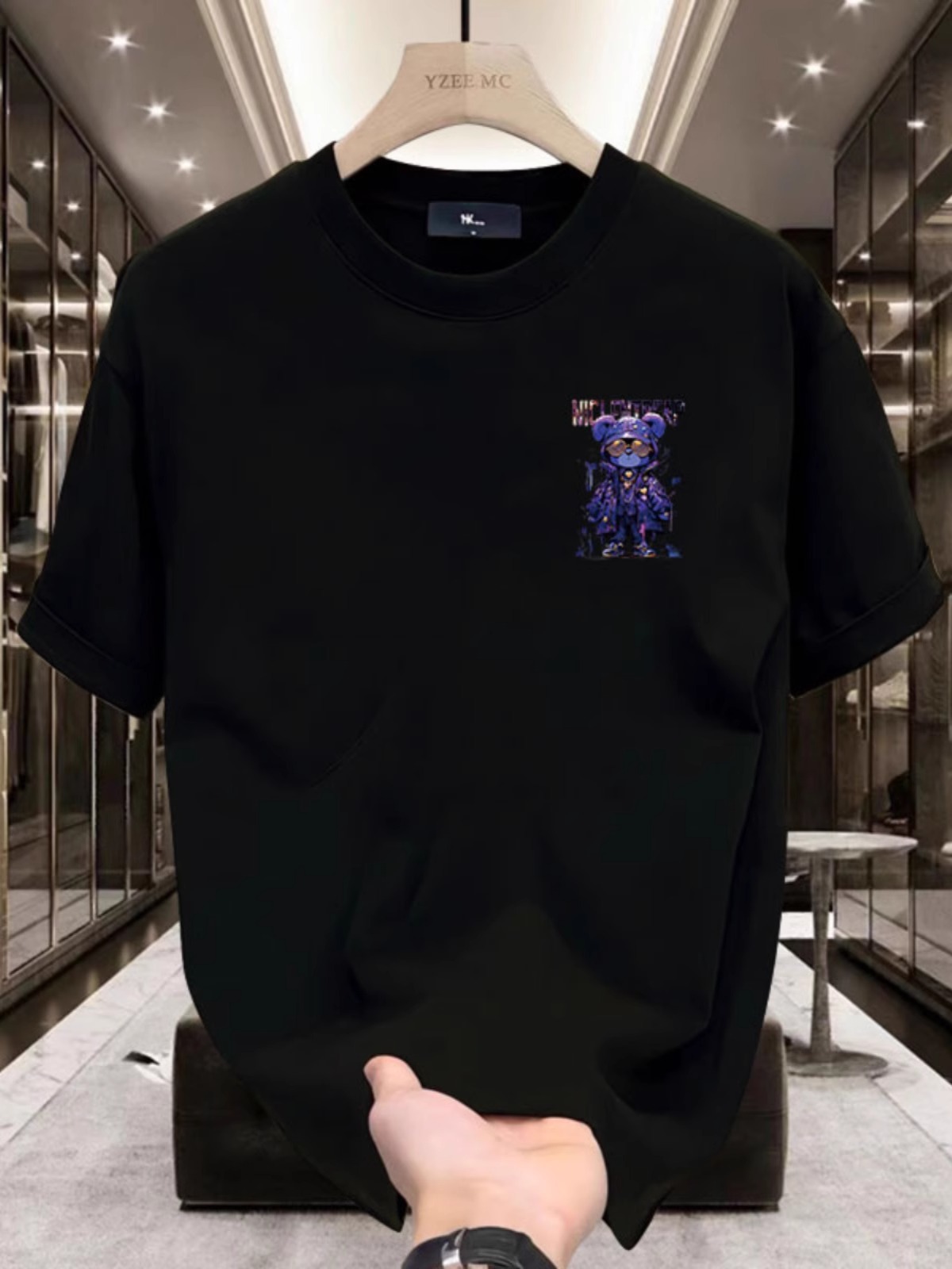 2026 New Arrival Trendy Brand 100% Cotton Printed Men's Short Sleeve T-shirt. Summer Bestseller, Fashionable & Casual, Crew Neck, Cartoon Bear De