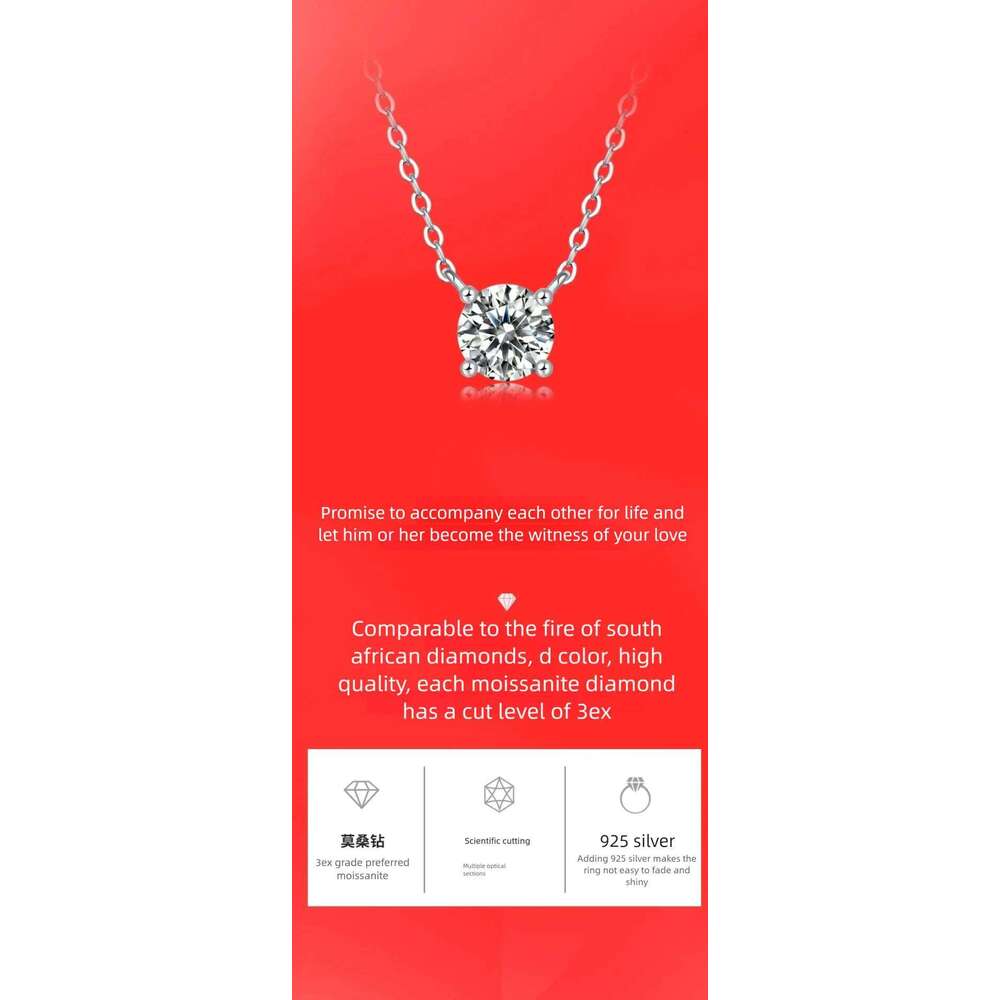Moissanite Dia 6.5/8mm 1-2CT Woman Pendant Sier For Women Chains Party Bridal Fine Jewelry 925sterling Silver Necklace 9eb