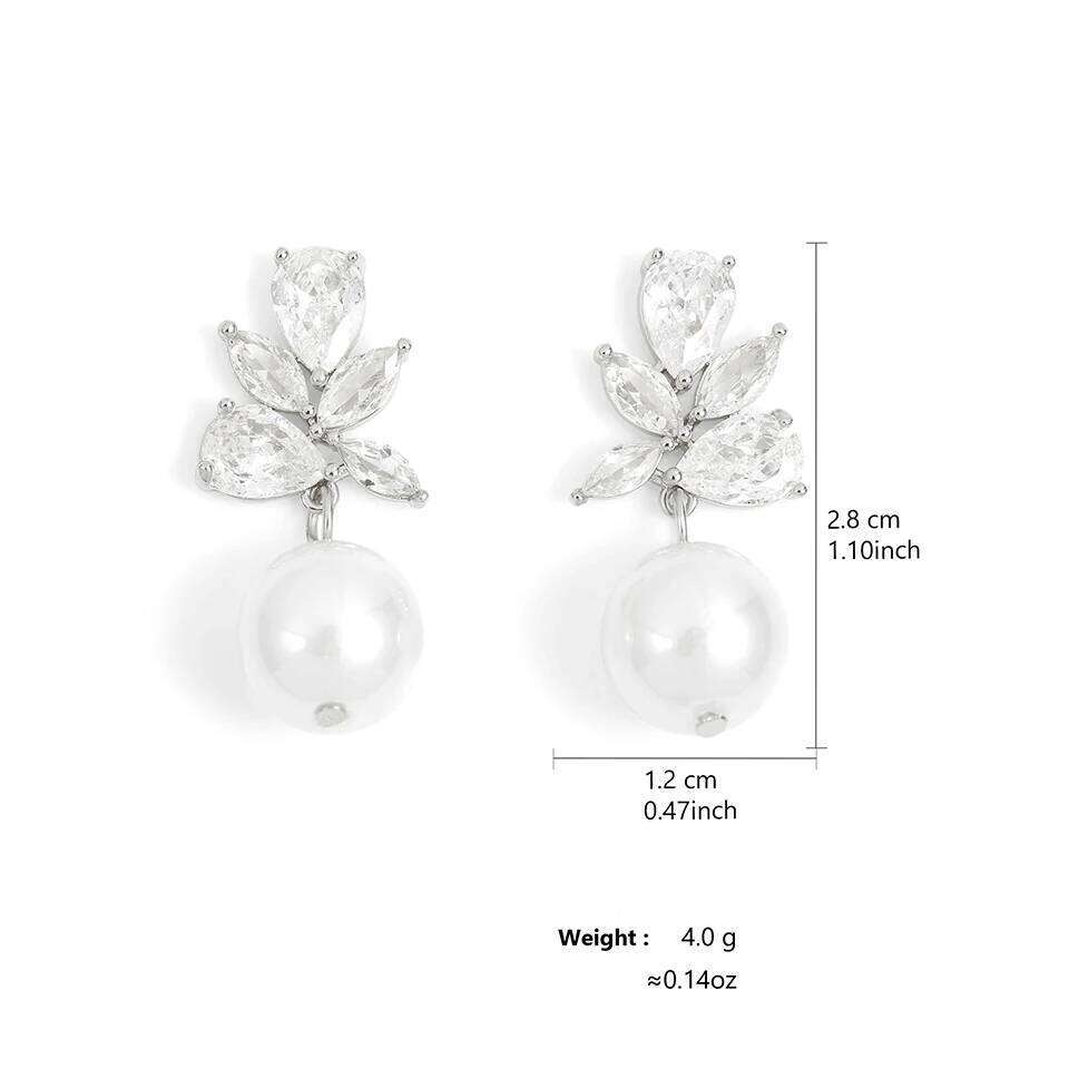 ZAKOL Unique Design Shiny Zirconia Imitation Pearl Drop Earrings Fashion Romantic Wedding Party Earring Jewelry for Women Bridal