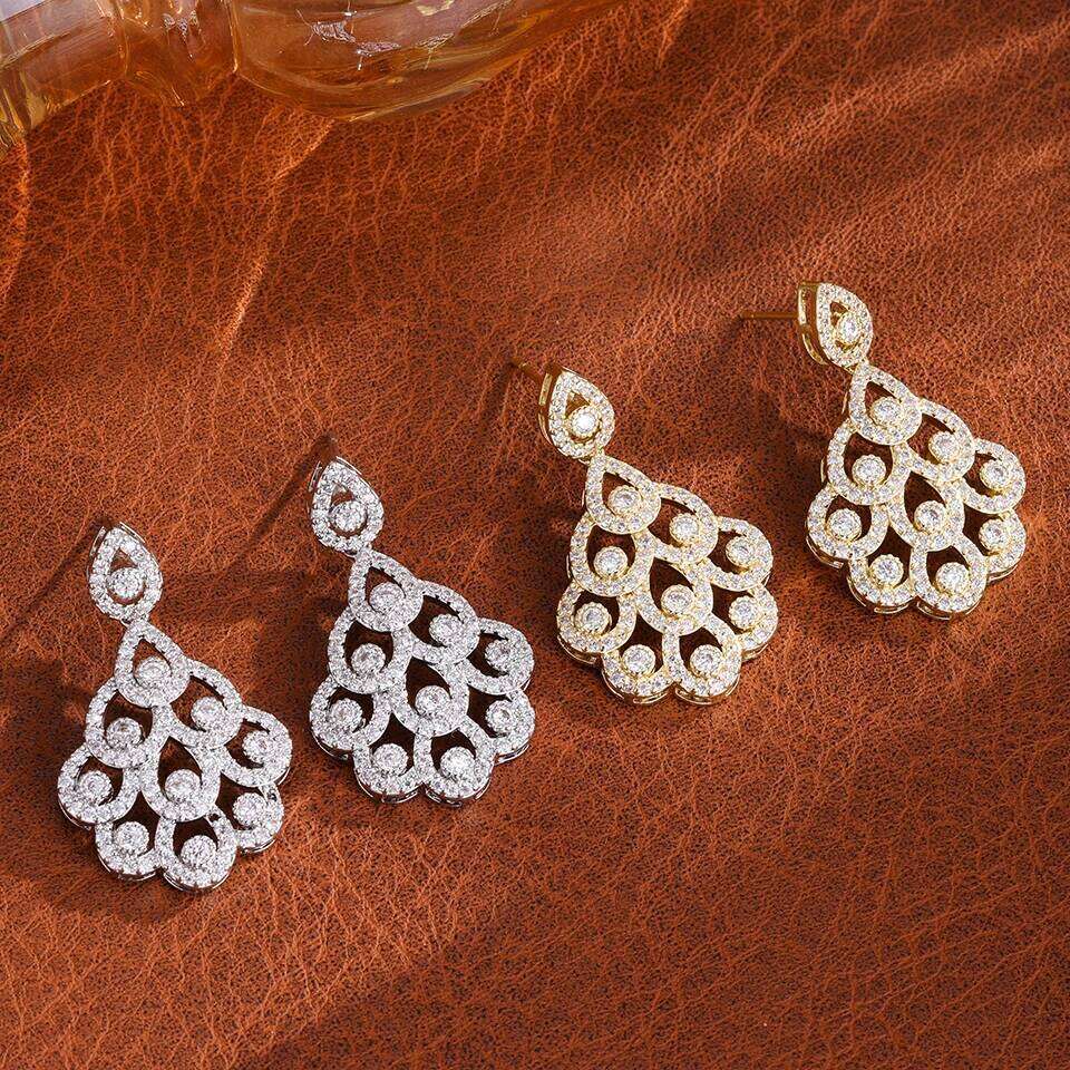 ZAKOL Luxury Geometric Water Chandelier Dangle Drop Earrings for Women Buling Clear Crystal Bridal Earring Jewelry