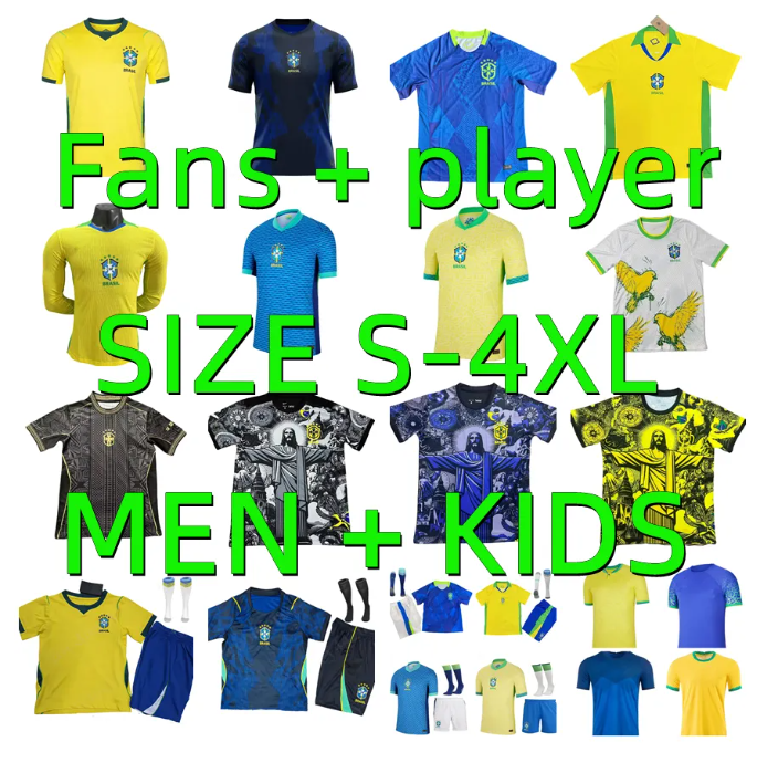 2025 2026 Brazils VINI JR. Soccer Jersey 25 26 27 Player version brasil NEYMAR G.JESUS RICHARLISON RODRYGO NDRICK CASEMIRO RAPHINHA Football Shirt uniform men kids kit