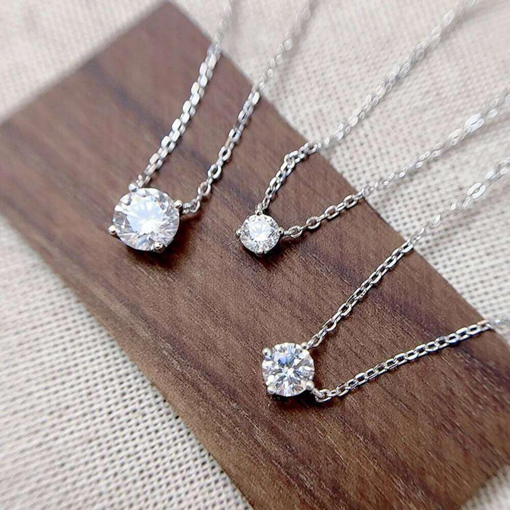 925 Sterling Silver Necklace For Women 4/5/6.5mm Real Moissanite Diamonds Pendant With GRA Certificate Neck Chain Fine Jewelry 998