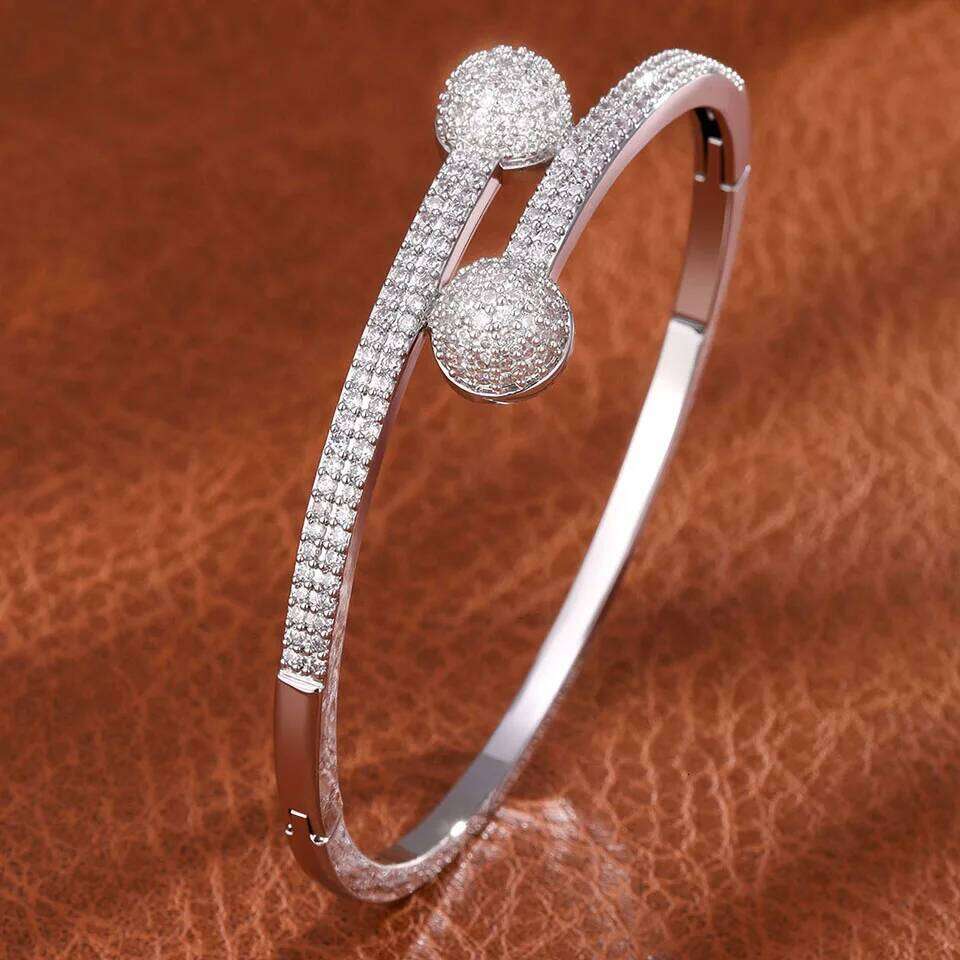 ZAKOL Luxury Zirconium Half Spherical Open Bracelet Micro Inlaid Versatile Saudi Middle East Fashion Party Jewelry