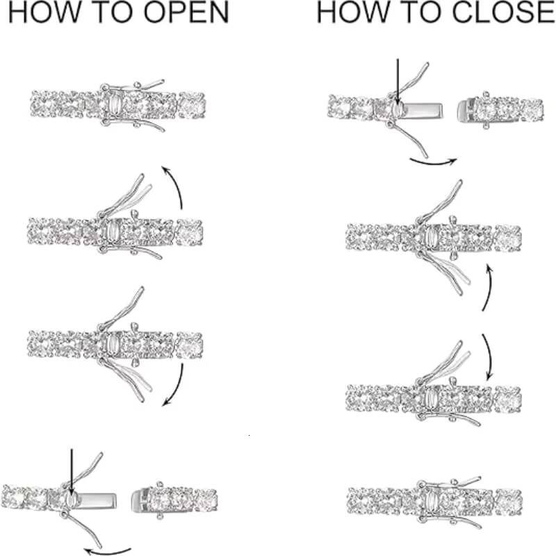 Hot Sale 25mm Round Brilliant Cut 5A Grade Shiny White and Black Cubic Zirconia Moissanite 925 Sterling Silver Tennis Bracelet