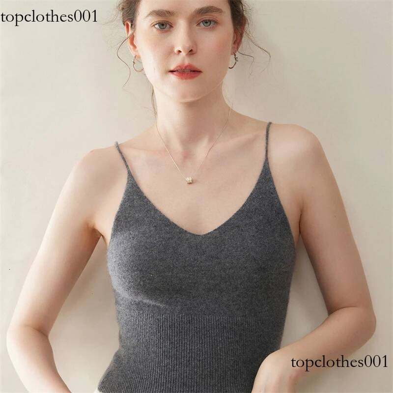Women's High-Quality 100% Pure Cashmere Camisole Vest Knitted Inner T-Shirt Solid Color Suitable for All Seasons