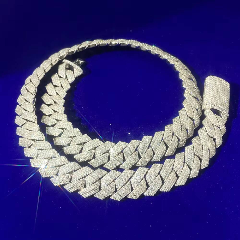 15mm Wholesale Custom Hip Hop Jewelry Iec Out VVS Moissanite Diamond 925 Silver Cuban Link Chain Necklace for Men