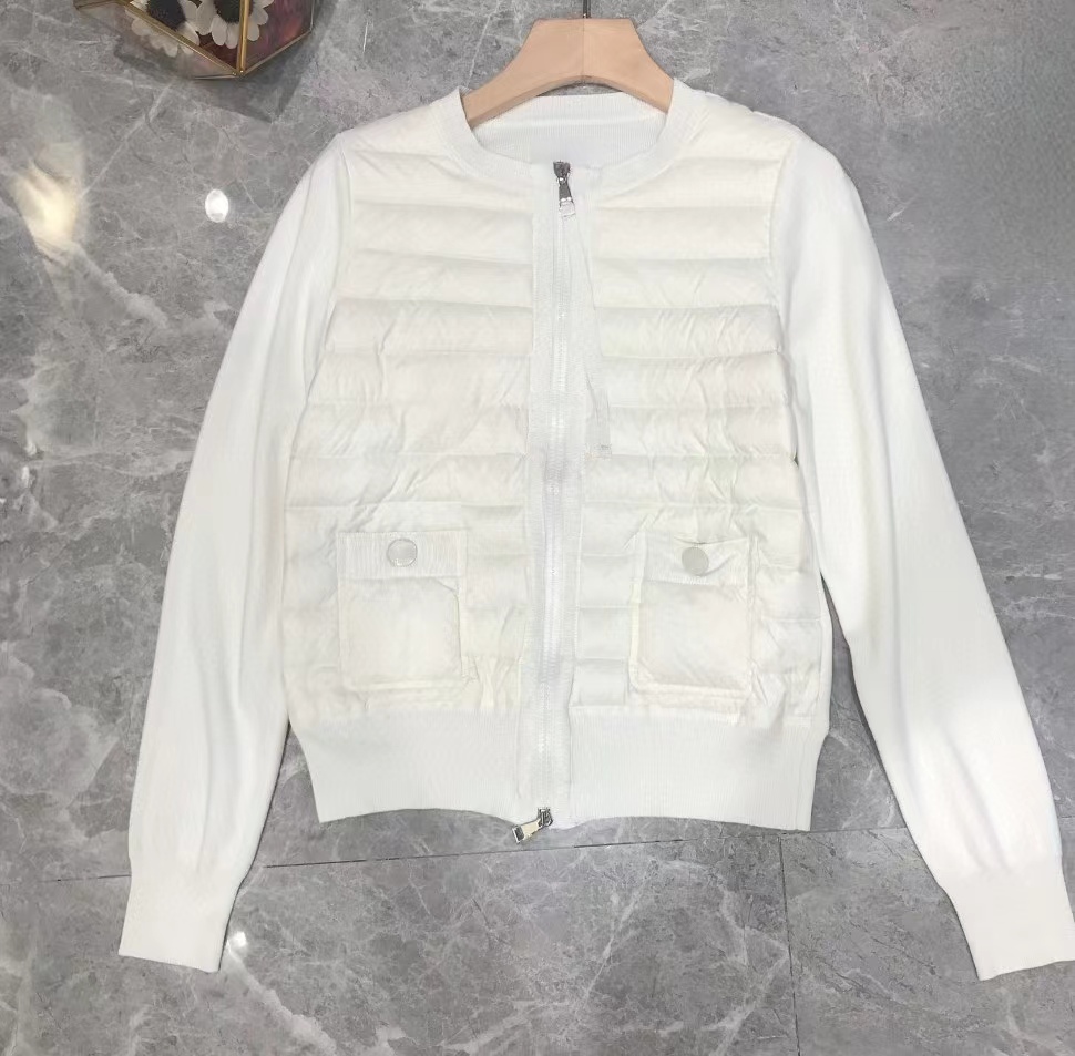 2025 Women down jacket New patchwork women stand-up collar down jacket Wool knitted patchwork Jacket2086