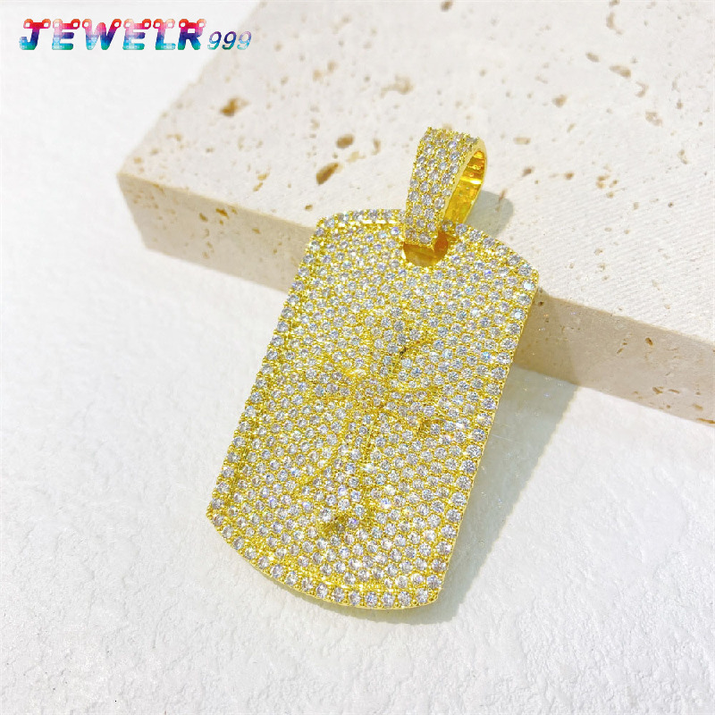 Hot Sale NewS925Silver Full Inlaid Moissanite square Fashion Hip Hop Pendant