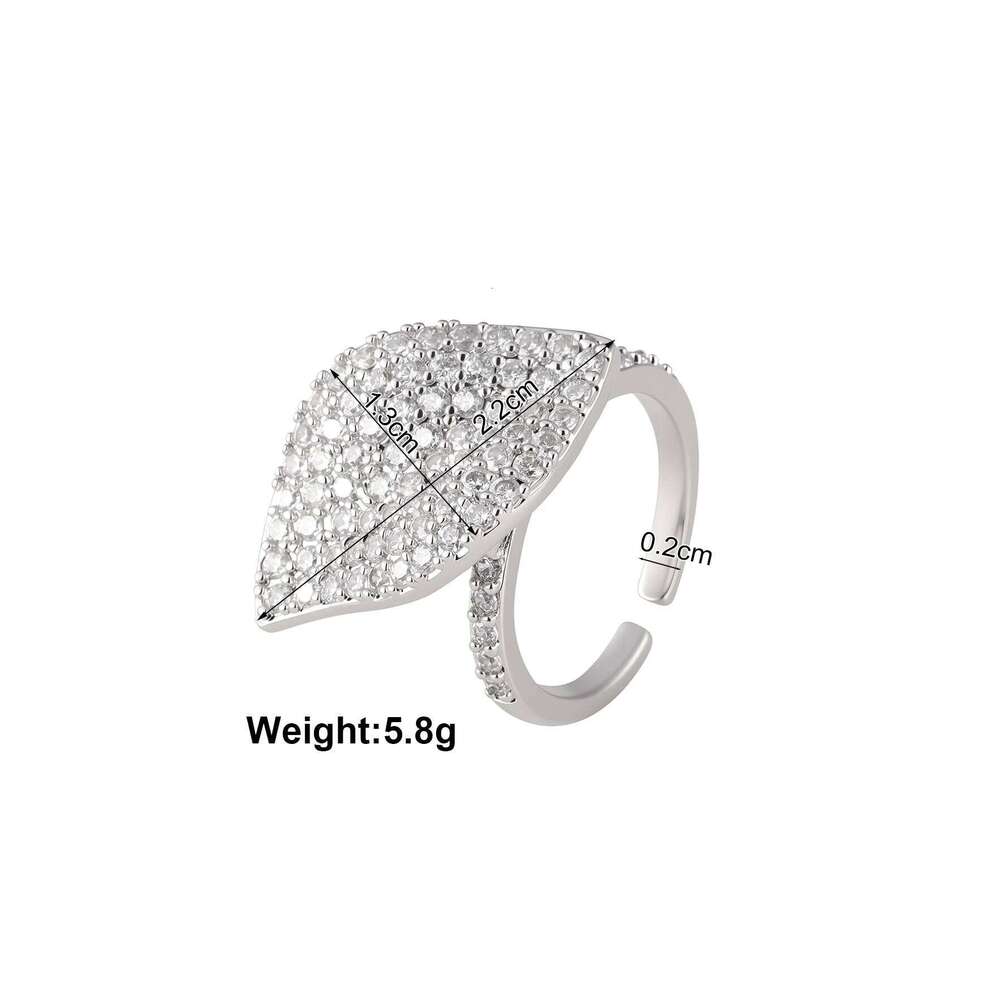 ZAKOL Classic Micro-intact Zircon Leaves Leaf Open for Women Silver/Gold Color Cocktail Party Rings Fashion Jewelry Gift
