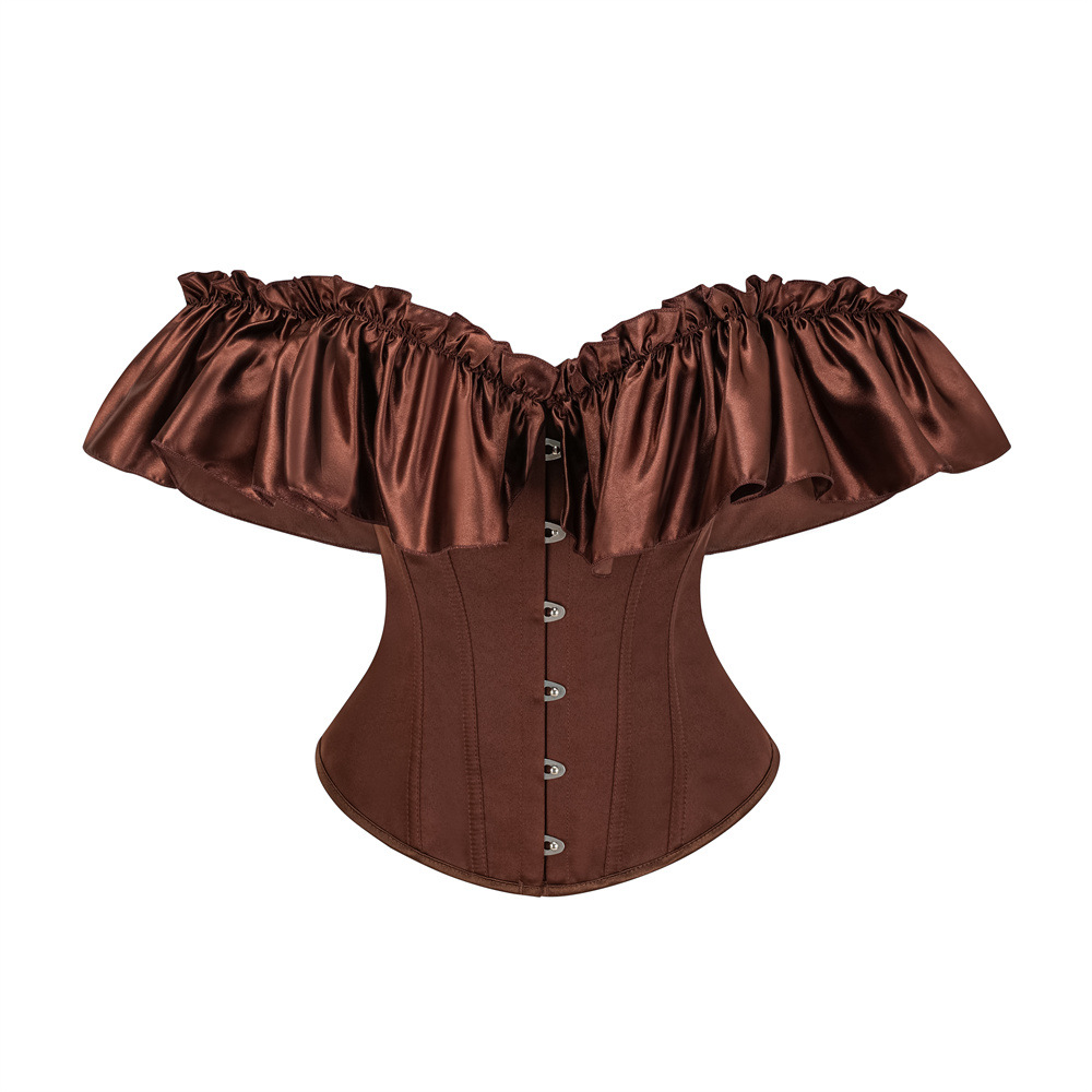 New Chic Ladies' Off Shoulder Satin Overbust Corset with Back Adjustable Strap Support Elegant Clubwear Ideal For Events and Parties