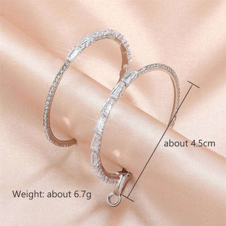 ZAKOL Fashion Exquisite Geometric Cz Zirconia Crystal Hoop Earrings Sliver Color Big Circle Earring Party Jewelry for Women