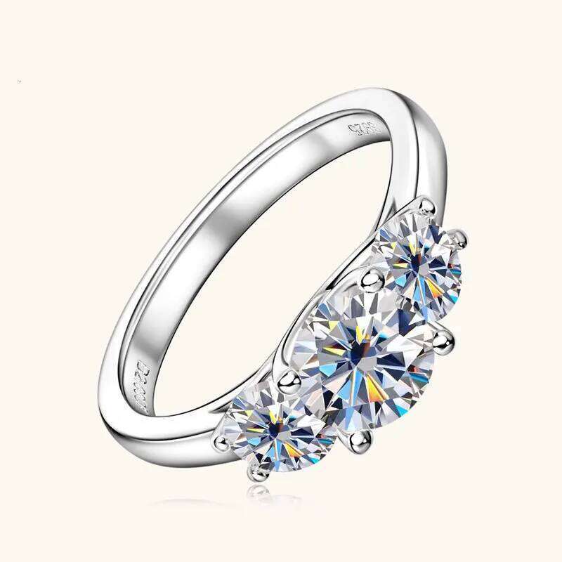 1CT D Color Moissanite Engagement Ring for Women 925 Sterling Silver Gold Plated Solitaire Rings Wholesale 708