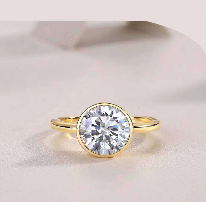 3.0CT 9mm D Color Moissanite Engagement Ring for Women 925 Sterling Silver Gold Plated Solitaire Rings Wholesale b3d