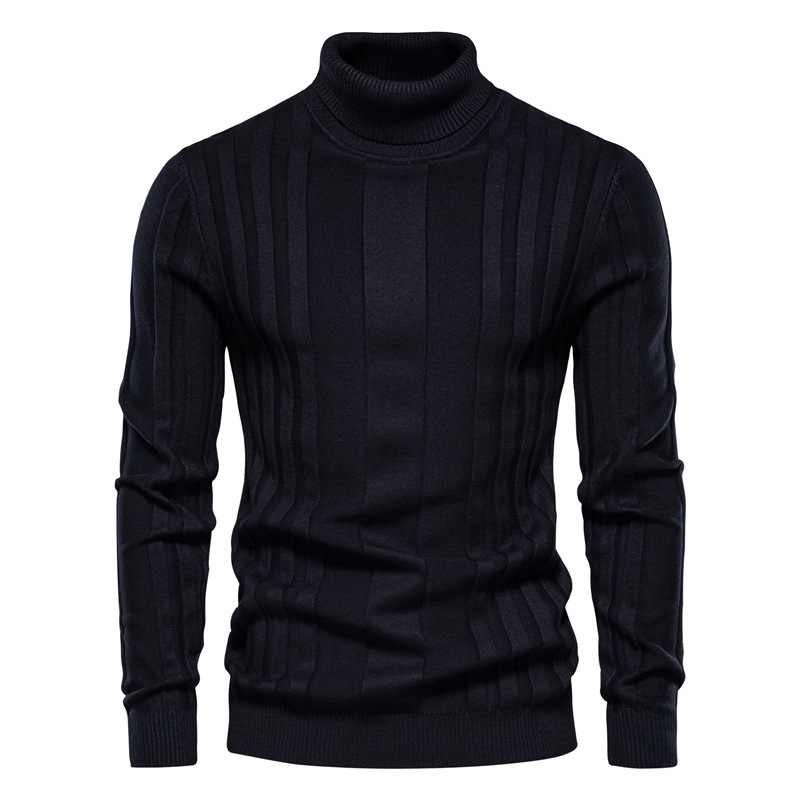WOZK Autumn/Winter New Men's High Collar Casual Knitted Sweater Warm Base Sweater Men's Solid Color Versatile Trendy Hoodie designer