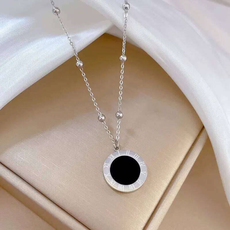 ZAKOL 3-piece Stainless Steel Roman Numeral Pendant Necklace Bracelet Earrings Exquisite Versatile Jewelry Set for Many Occasion