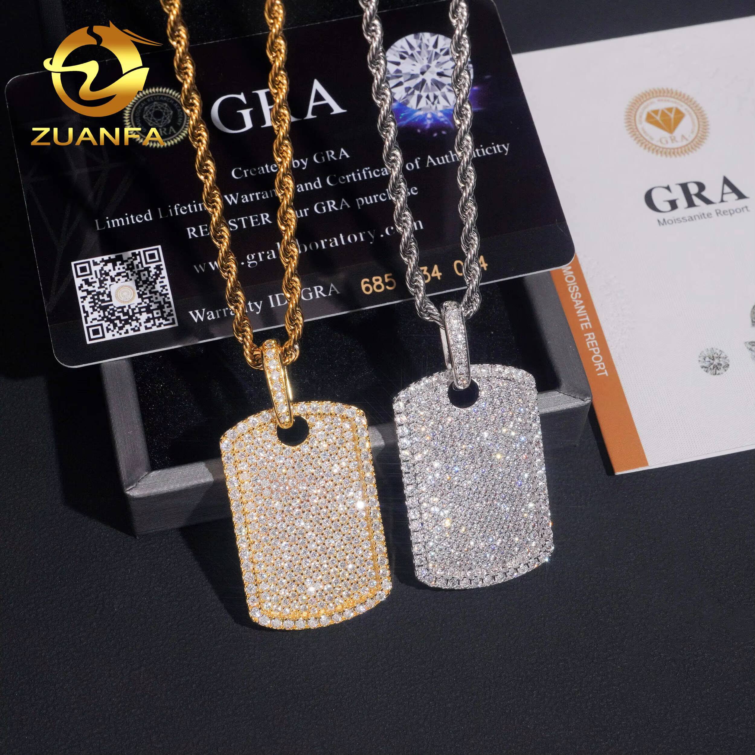 USA Stock 925 Solid Silver Moisssanite Tag Cross Pendant Hip Hop Jewelry Iced Out Moissanite Pendant Pass Diamond Tester