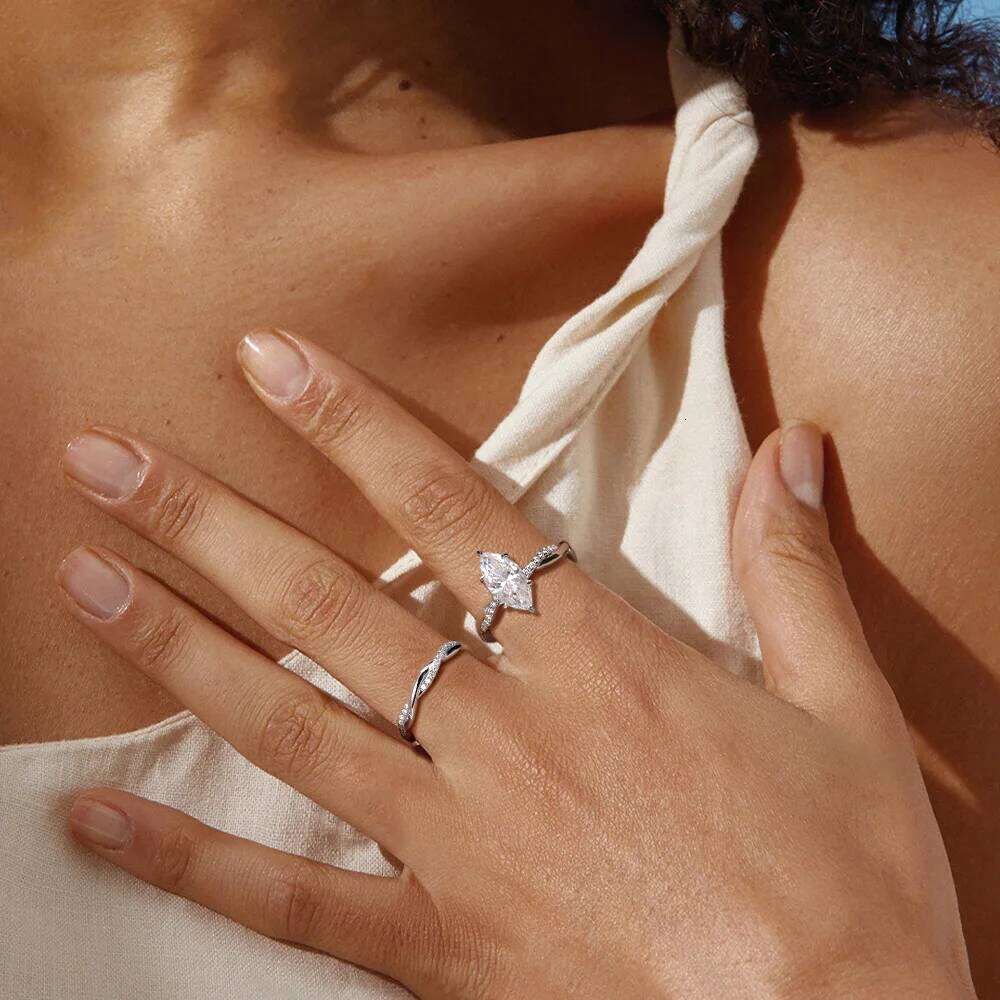 2ct D Color Moissanite Ring For Women 925 Sterling Silver with White Gold Plated Lab Diamond Engagement Wedding Band Jewelry 9a7