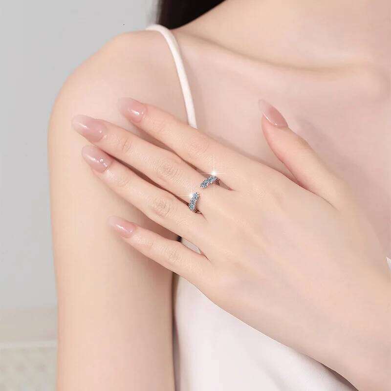 D Color Moissanite Ring For Women 925 Sterling Silver with White Gold Plated Lab Diamond Engagement Wedding Band Jewelry 136