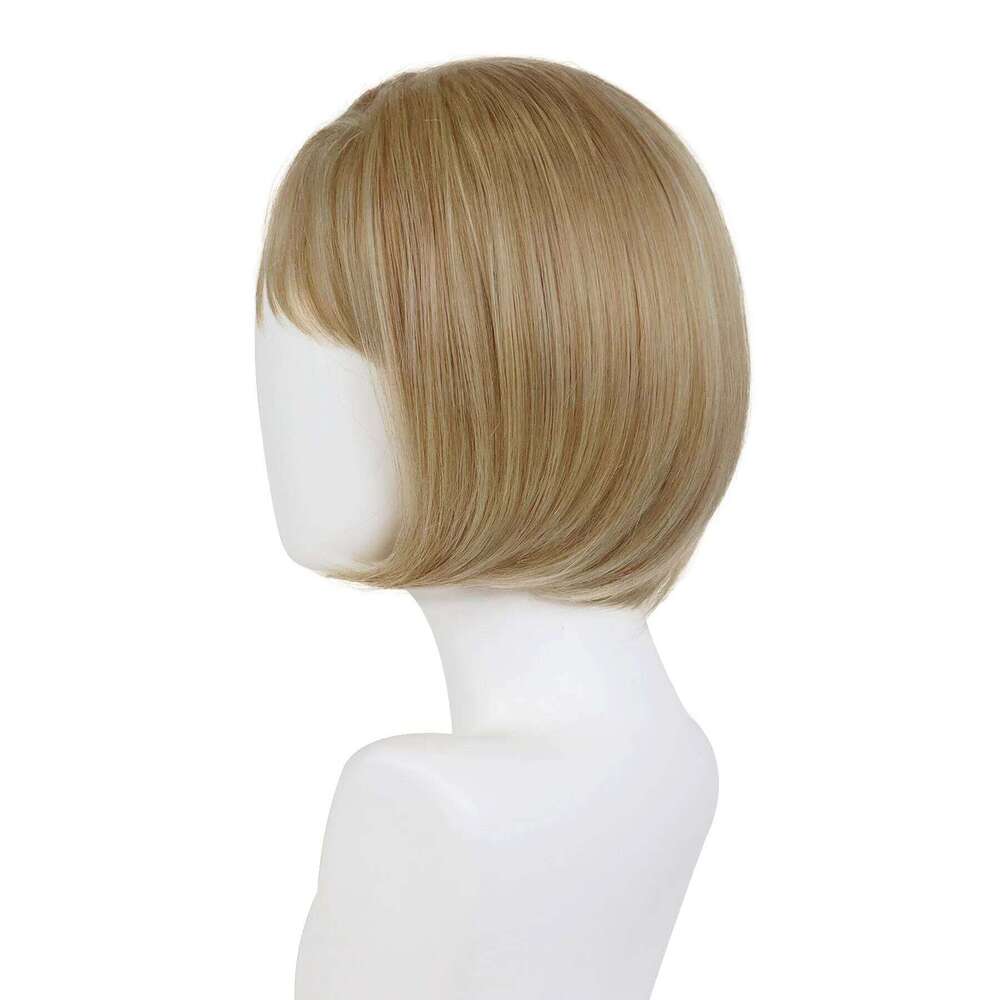 Short Bob Wig with Bangs for Women Synthetic Hair Mixed Blond Natural Hairstyles Heat Resistant Straight Replacement Wigs