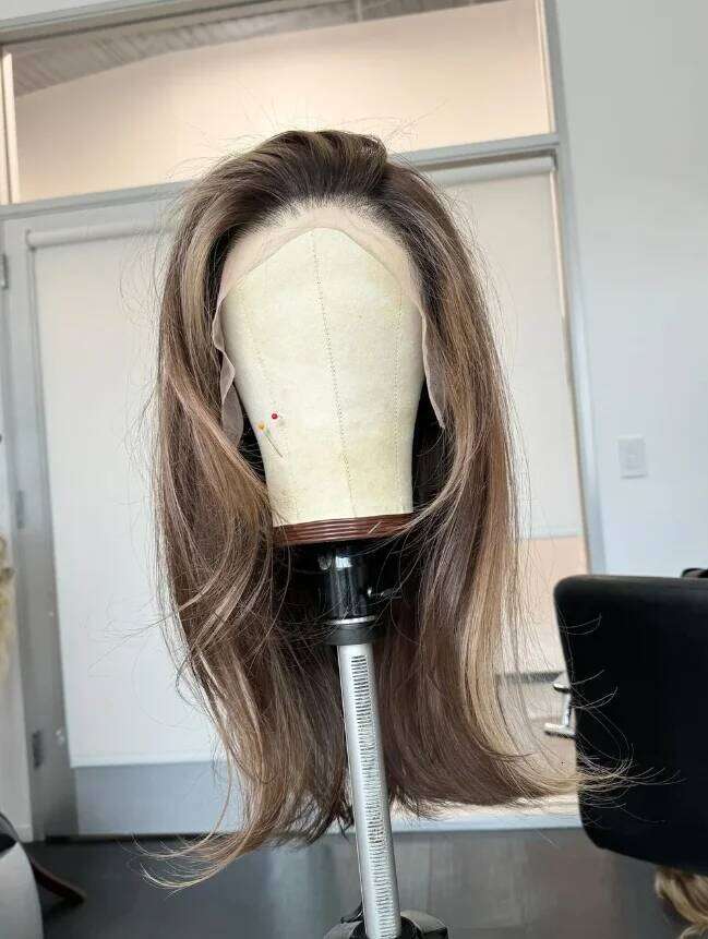 Light Brown Straight Front Glueless Long Synthetic Hair Lace Wigs for Women Root Dark Blonde Wig