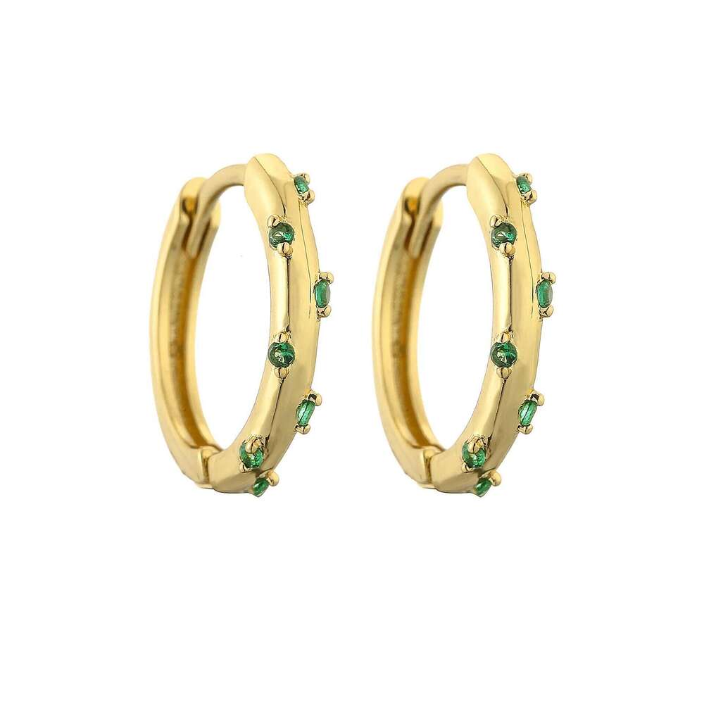 Korean Fashion Simple Gold Color Small Hoop Earrings AAA Cubic Zirconia Party Accessories for Women