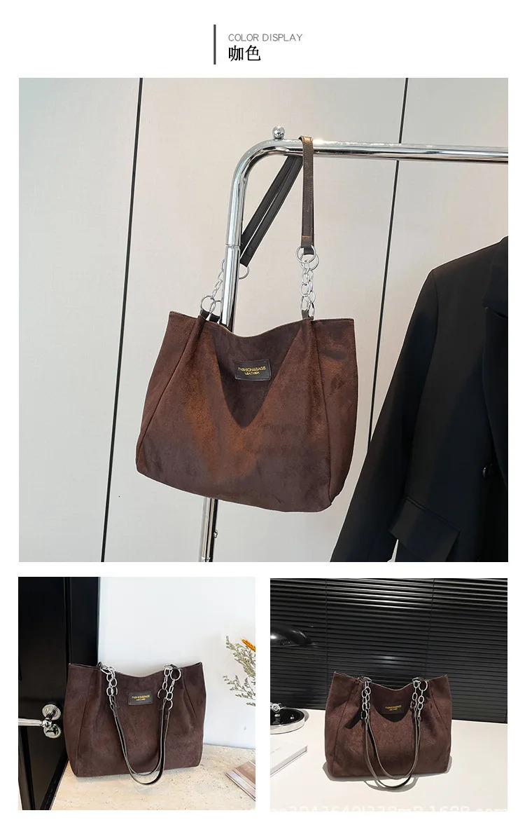 Large-Volume Suede Stylish Commuter Tote Bag For Ladies With One Shoulder Bag 251225