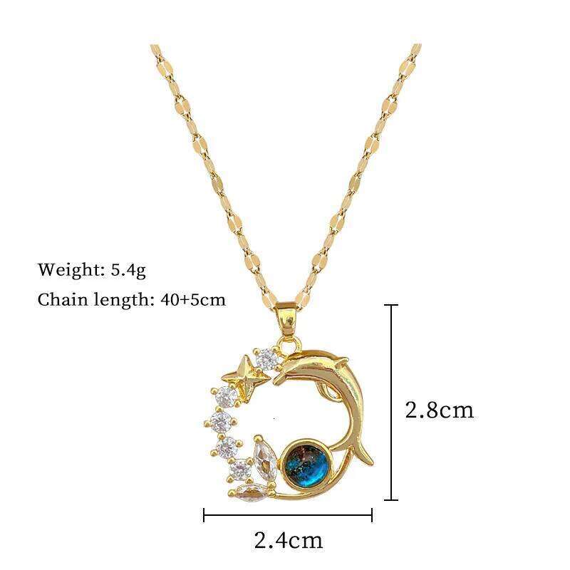 ZAKOL Delicate Fish Planet Inlaid Zircon Pendant Necklace for Women Girls Female Anniversary Birthday Jewelry Gift