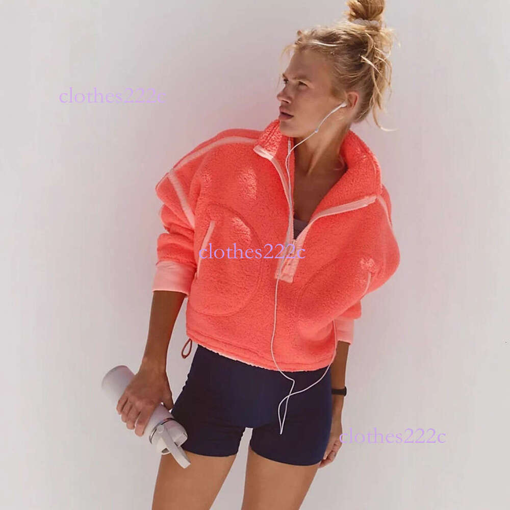 Autumn Winter Casual Sports Women's Clothing Color-Block Long Sleeve Stand Collar Fleece Half-Zip Pullover Sweatshirt Luanyun