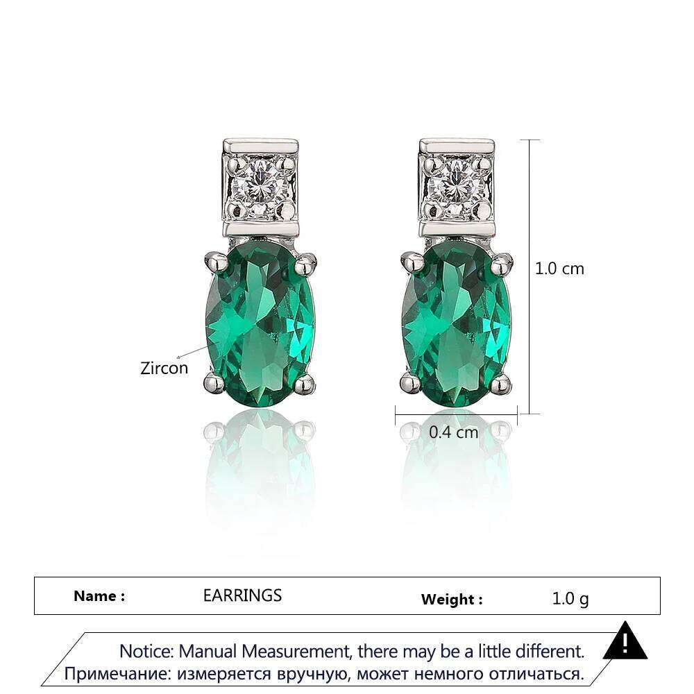 ZAKOL New Exquisite Elliptical Blue Green AAA Zircon Stud Earrings Shiny Crystal CZ Birthday Christmas Jewelry Gifts for Women