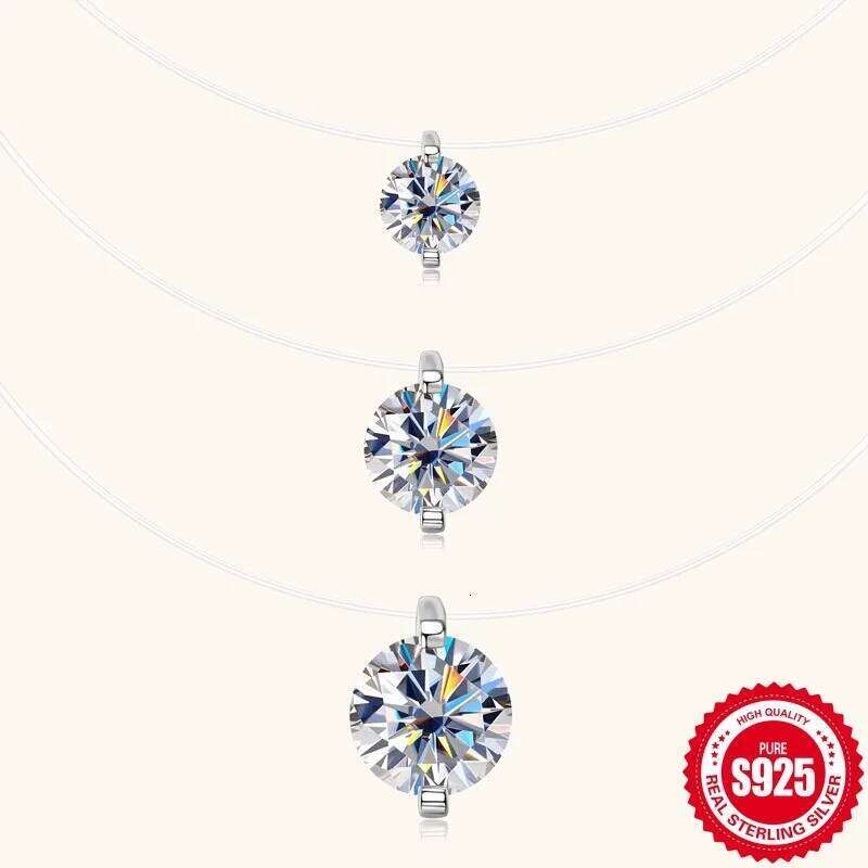 0.5-3ct Moissanite Woman Pendant Sier For Women Chains Party Bridal Fine Jewelry 925sterling Silver Necklace 94d