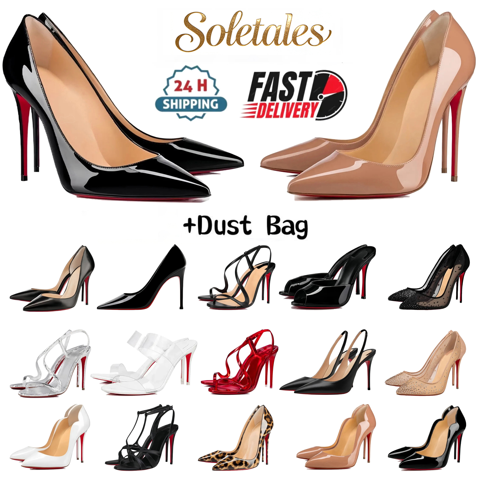 Designer Women High Heels Dress Shoes Red Peep Toe Sandals 6cm 8cm 10cm 12cm Heels Nude Black Patent Leather Pumps Size 34-44