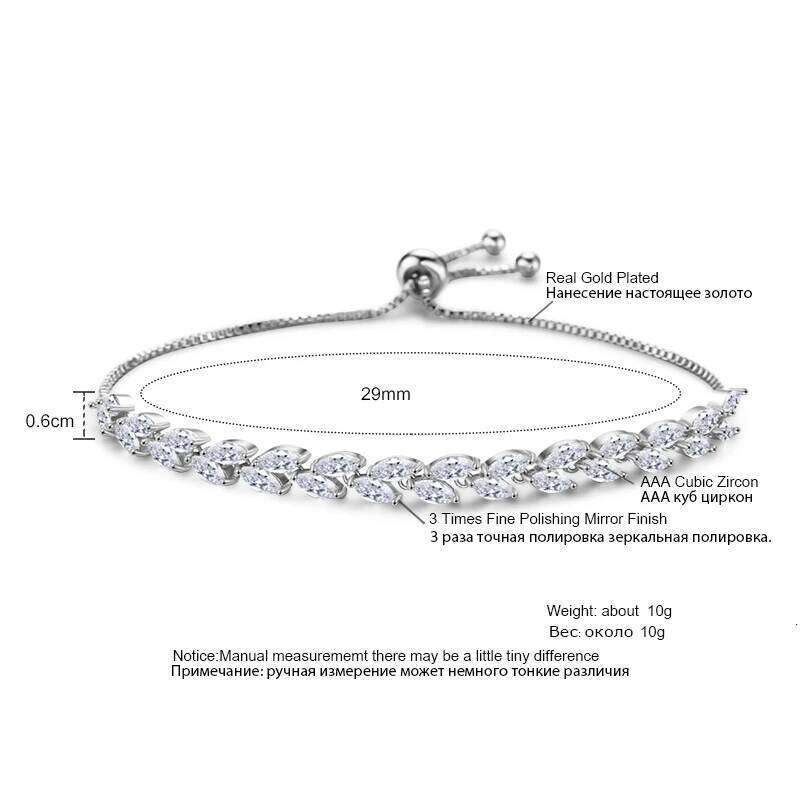 ZAKOL Trendy Cubic Zirconia Leaf Bridal Bracelets Bangle for Women White Color Crystal Adjustable Bracelet Wedding Jewelry