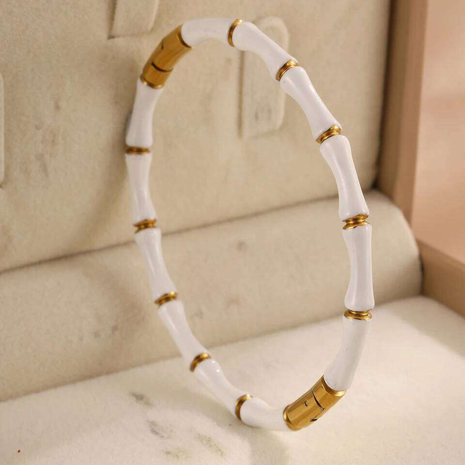 ZAKOL Stainless Steel Oval Buckle Oil Drop Bamboo Bracelet Fashionable Personality Simple Women's Jewelry Accessories