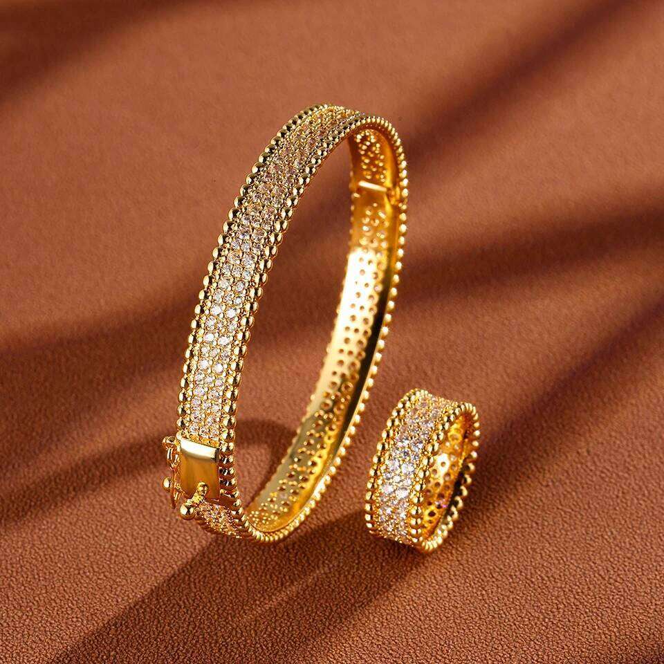 ZAKOL Luxury Micro-inlaid Zirconia Bracelet Ring with Round Beaded Edges Buling Aesthetic Engagement Wedding Jewelry