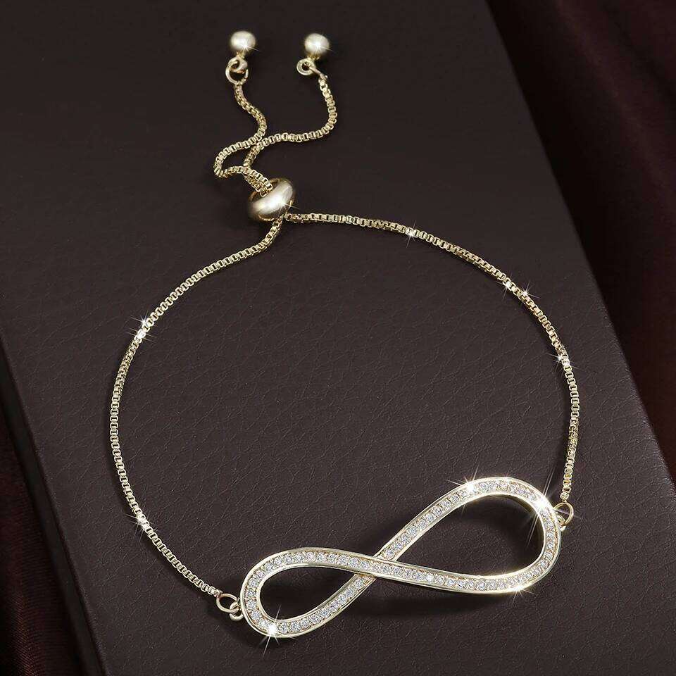 ZAKOL Brand Simple 8 Shape Cubic Zircon Adjustable Bracelets for Women Girls Fashion Party Jewelry Gift BP2030